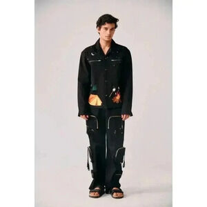 Perte d'ego Campfire Hand Embroidered Overshirt Shacket | Black | SZ XXS